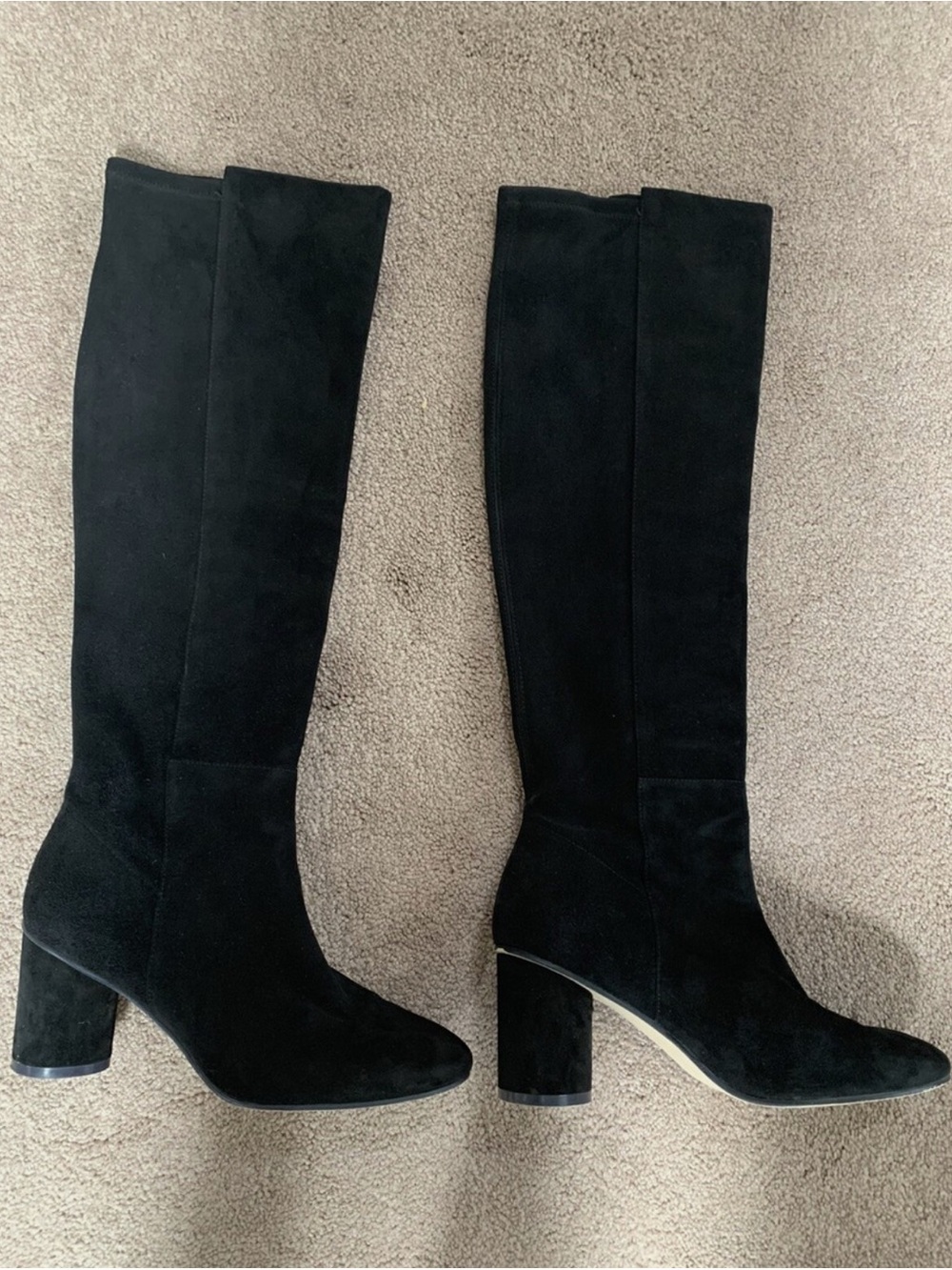 Stuart Weitzman Black Suede Knee-High Block Heel Boots sz 8